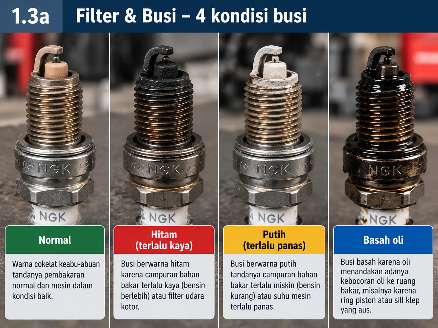 empat kondisi busi berdampingan